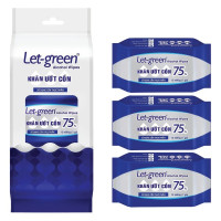 (Only Emartmall) Lốc 3 Khăn Ướt Cồn Let Green Mini Gói 12 Miếng