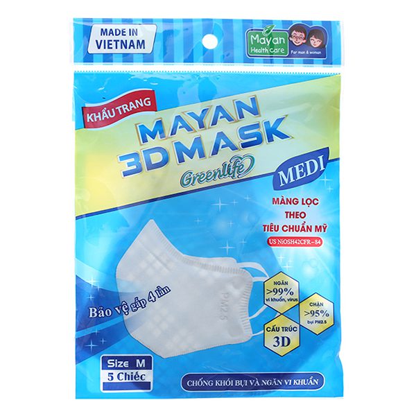 Khẩu Trang Đa Năng Mayan 3D PM 2.5 Bịch 5 Cái