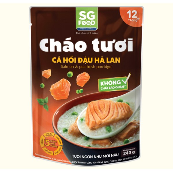 (Only Emartmall) Cháo Tươi SG Food Cá Hồi Đậu Hà Lan 240G