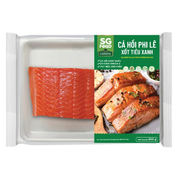 Cá Hồi Phi Lê Xốt Tiêu Xanh SG Food Vỉ 300G