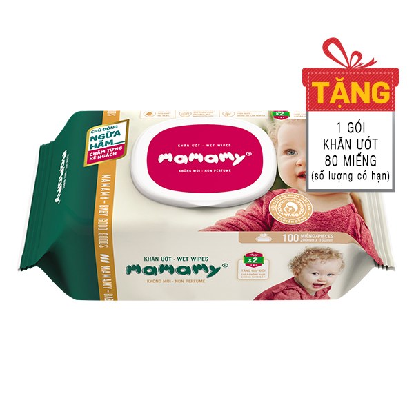 Khăn Ướt Mamamy 100 Tờ Có Nắp Không Mùi