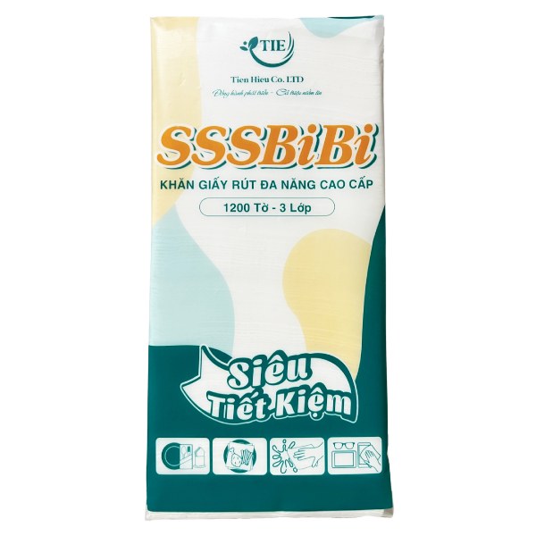 Khăn Giấy Rút Treo Tường Sssbibi 3 Lớp Gói 1200 Tờ