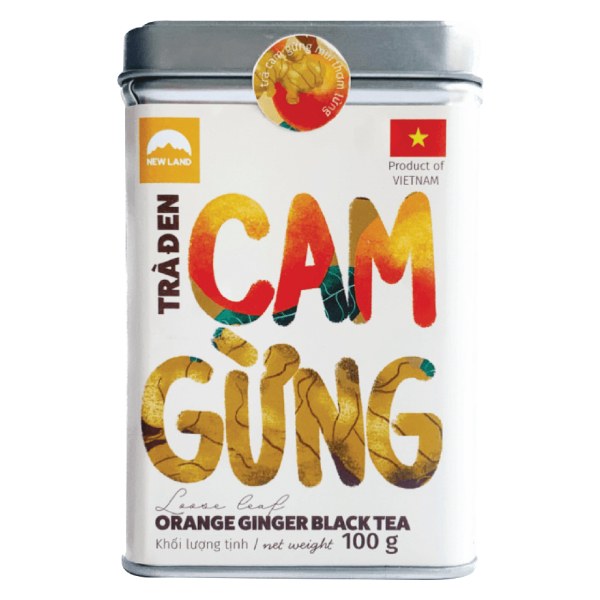 Trà Đen Đất Mới Cam Gừng Hộp Thiếc 100G