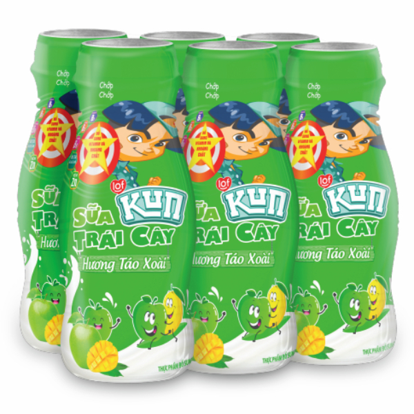 Lốc 6 Sữa Trái Cây Lof Kun Hương Táo Xoài Chai 85Ml
