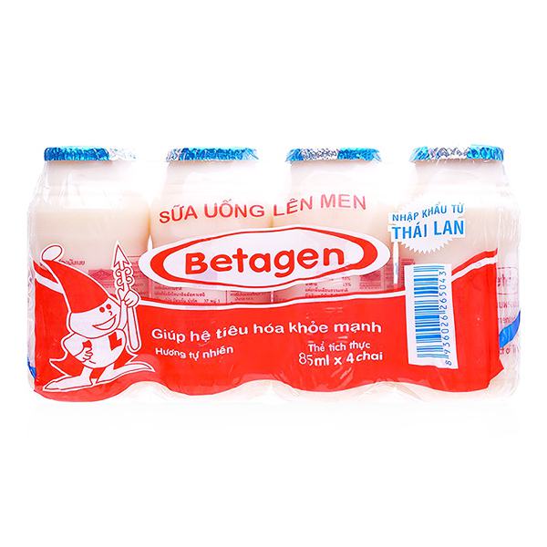 Lốc 4 Sữa Chua Uống Men Sống Betagen Tự Nhiên 85Ml