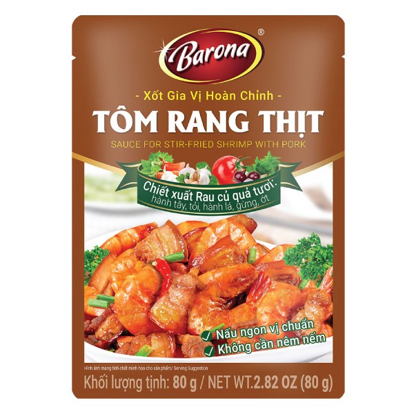 Xốt Gia Vị Hoàn Chỉnh Barona Tôm Rang Thịt 80G