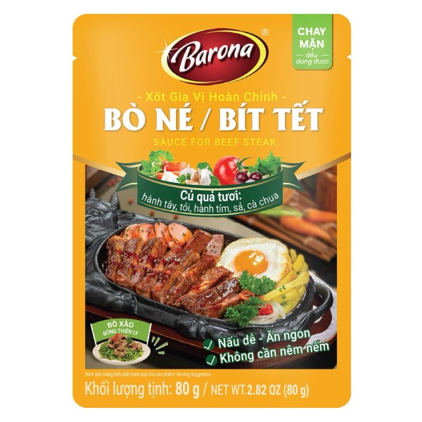 Xốt Gia Vị Hoàn Chỉnh Barona Bít Tết 80G