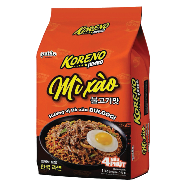 Mì Xào Koreno Jumbo Vị Bò Xào Bulgogi 10 Gói*100G