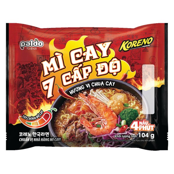 Mì Koreno Premium Cay 7 Cấp Độ Chua Cay Gói 104G