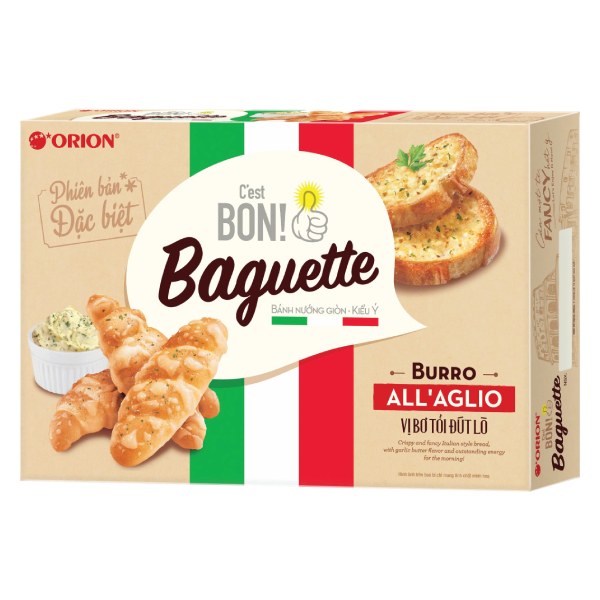 Bánh Mì C'est Bon Baguette Vị Bơ Tỏi Đút Lò Hộp 216G