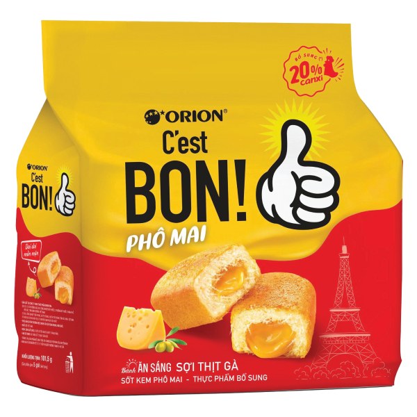 Bánh Ăn Sáng C'est Bon Sốt Kem Phô Mai Sợi Thịt Gà Gói 5 Cái*20.3G
