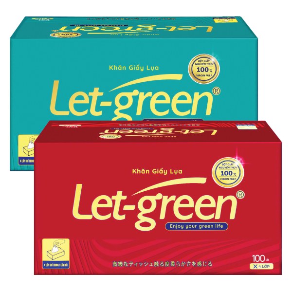 Khăn Giấy Lụa Let Green 4 Lớp Hộp 100 Tờ