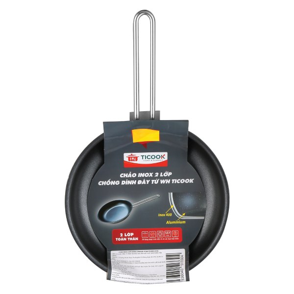 (Black Friday) Chảo Inox 2 Lớp Đáy Từ Ticook 20Cm