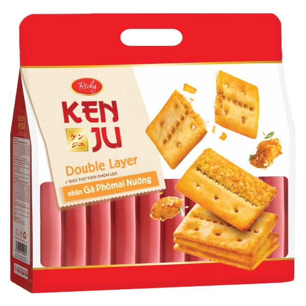 Bánh Quy Richy Kenju 2 Lớp Gà Nướng Phô Mai Gói 216G