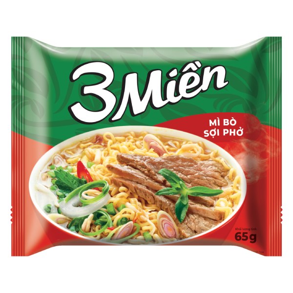 Mì 3 Miền Bò Sợi Phở Gói 65G
