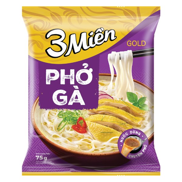 Phở 3 Miền Gold Gà Gói 75G
