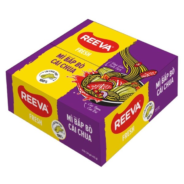 Mì Reeva Fresh Bắp Bò Cải Chua Thùng 30 Gói 85G