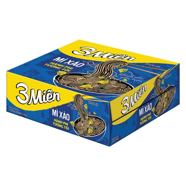 Mì Xào 3 Miền Gold Hành Phi Thùng 30 Gói 75G