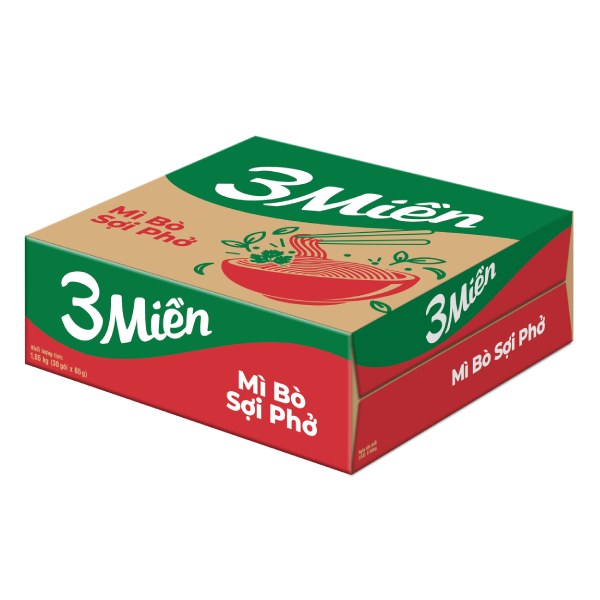 Mì 3 Miền Bò Sợi Phở Thùng 30 Gói 65G