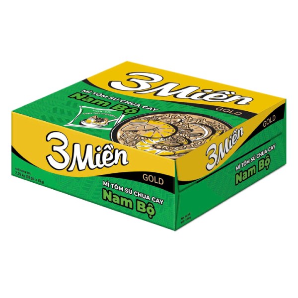 Mì 3 Miền Tôm Chua Cay Nam Bộ Thùng 30 Gói 75G