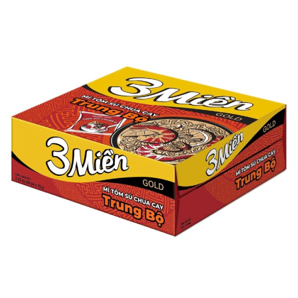 Mì 3 Miền Tôm Chua Cay Trung Bộ Thùng 30 Gói 75G