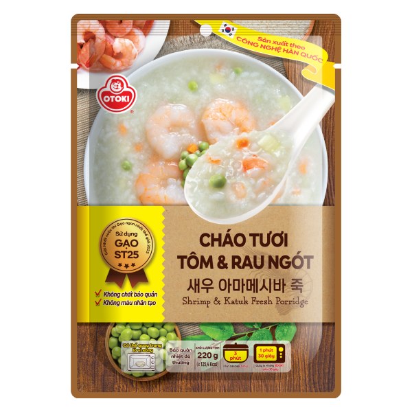 (Only Emartmall) Cháo Tươi Otoki Tôm & Rau Ngót Gói 220G