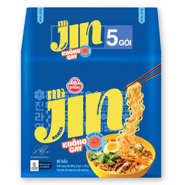 Lốc 5 Mì Jin Ottogi Không Cay Gói 120G