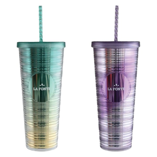 Ly Nhựa La Fonte 2 Lớp Kèm Ống Hút 013222 760Ml