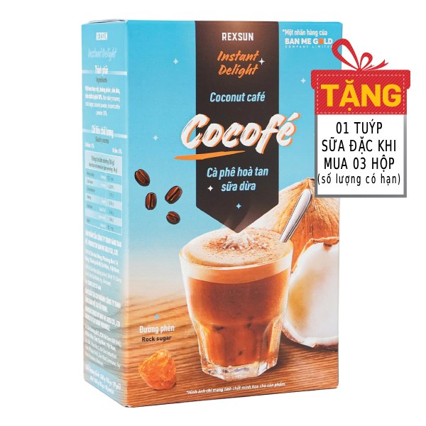 Cà Phê Hòa Tan Rexsun Cocofe Sữa Dừa 10 Gói*16G