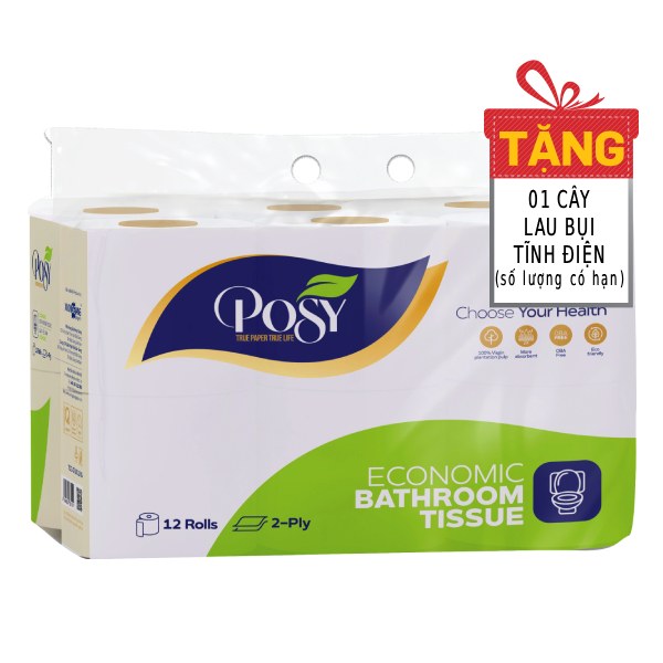 Lốc 12 Cuộn Giấy Vệ Sinh Posy Economic 2 Lớp