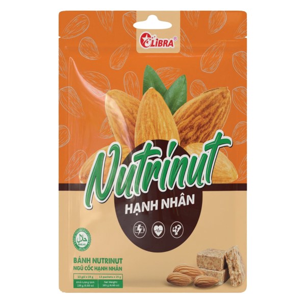 Bánh Libra Nutrinut Ngũ Cốc Hạnh Nhân Gói 195G