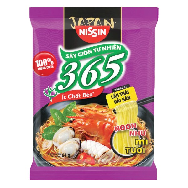 Mì Nissin 365 Lẩu Thái Hải Sản Gói 68G