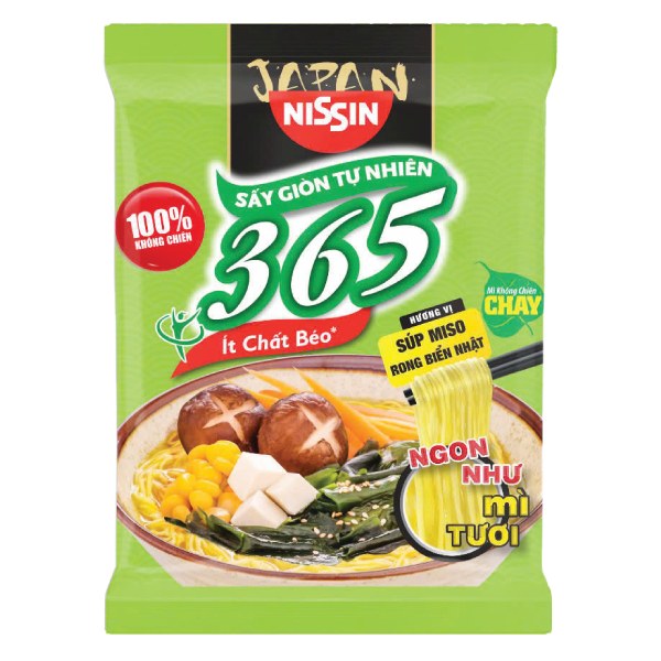 Mì Chay Nissin 365 Súp Miso Rong Biển 66G