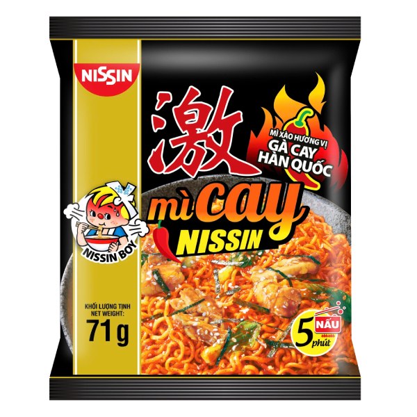 Mì Xào Nissin Gà Cay Hàn Quốc Gói 71G