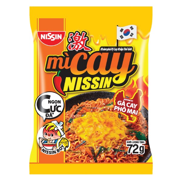 Mì Xào Nissin Gà Cay Phô Mai Gói 72G