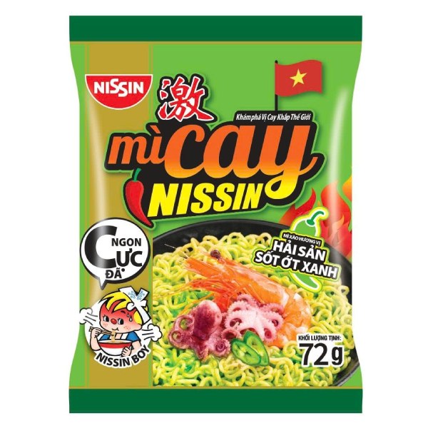 Mì Xào Nissin Hải Sản Sốt Ớt Xanh Gói 72G