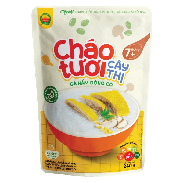 Cháo Tươi Cây Thị Thịt Gà Nấm Đông Cô Gói 240G