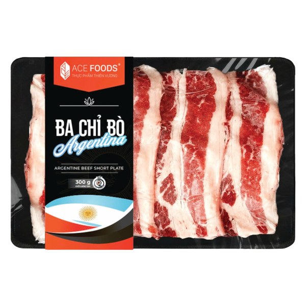 Ba Chỉ Bò Agrentina Đông Lạnh Ace Foods 300G