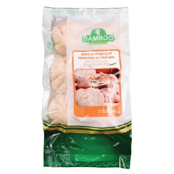Bánh Bao Gạo Lức Bamboo Nhân Thịt Bò Phô Mai Gói 240G