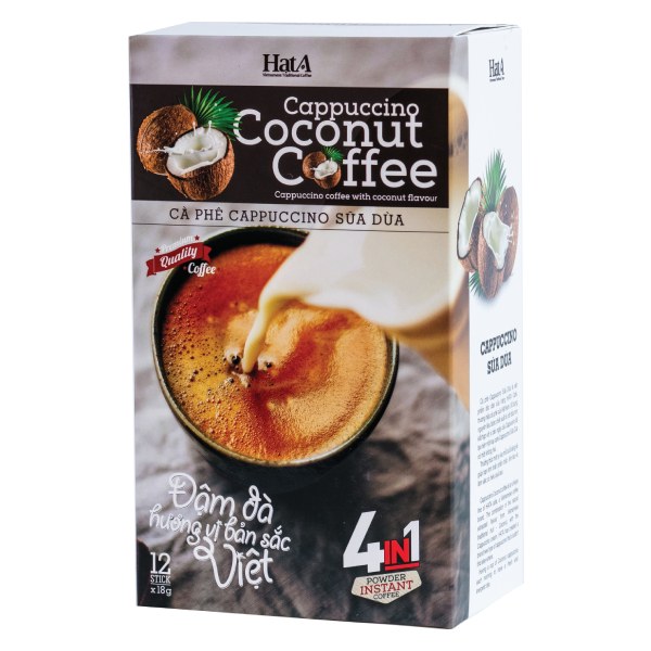 Cà Phê Cappuccino HatA Sữa Dừa Hộp 12 Gói 18G