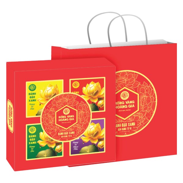 Bánh Đậu Xanh Rồng Vàng Hoàng Gia Sen Vàng Tứ Vị Hộp 400G