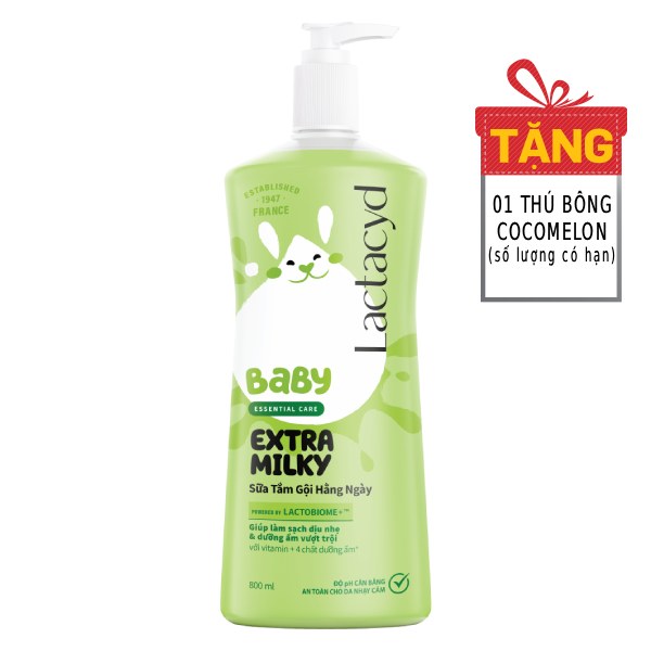 Sữa Tắm Gội Lactacyd Baby Extra Milky 800Ml