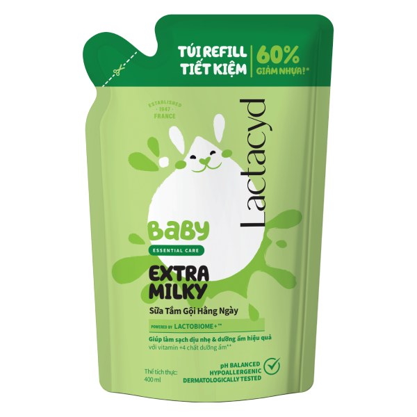 Sữa Tắm Gội Lactacyd Extra Milky Túi 400Ml