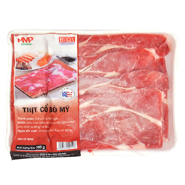 Thịt Cổ Bò Mỹ Đông Lạnh Vỉ MVP 350G
