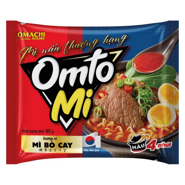Mì Nấu Omachi OmtoMi Bò Cay Gói 101G