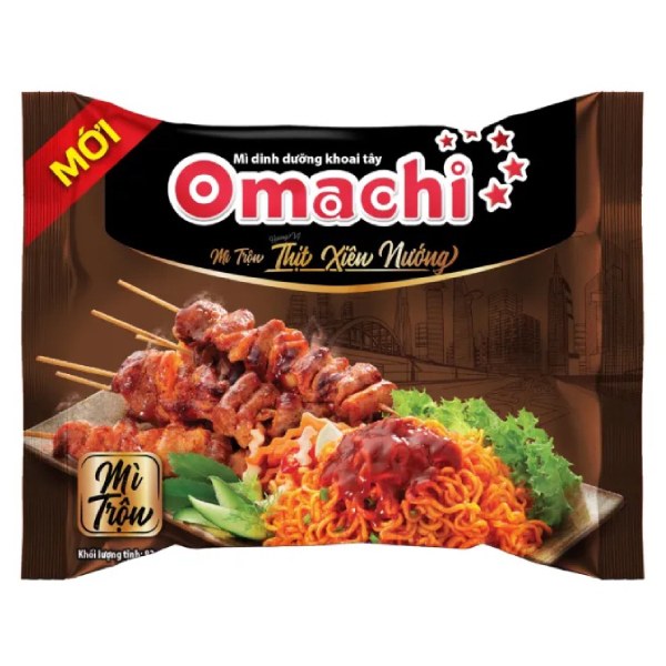 Mì Omachi Trộn Thịt Xiên Nướng Gói 82G