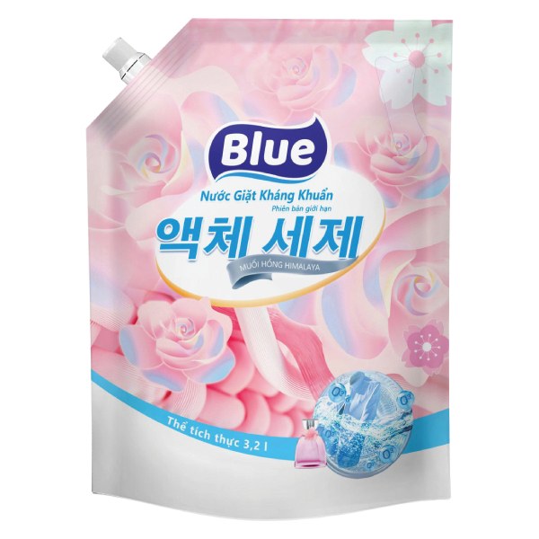 Nước Giặt Blue Kháng Khuẩn Muối Hồng Himalaya Túi 3.2L