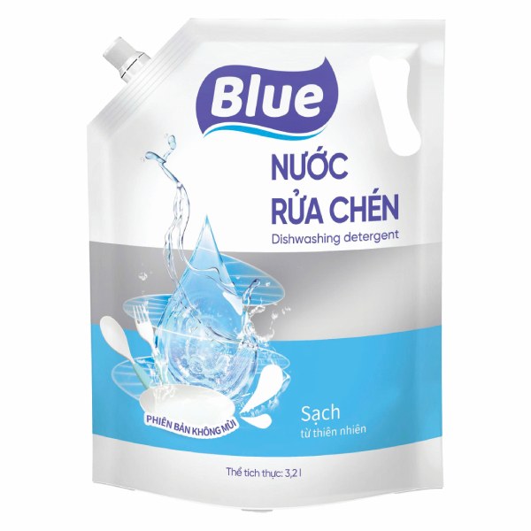 Nước Rửa Chén Blue Không Mùi Túi 3.2L