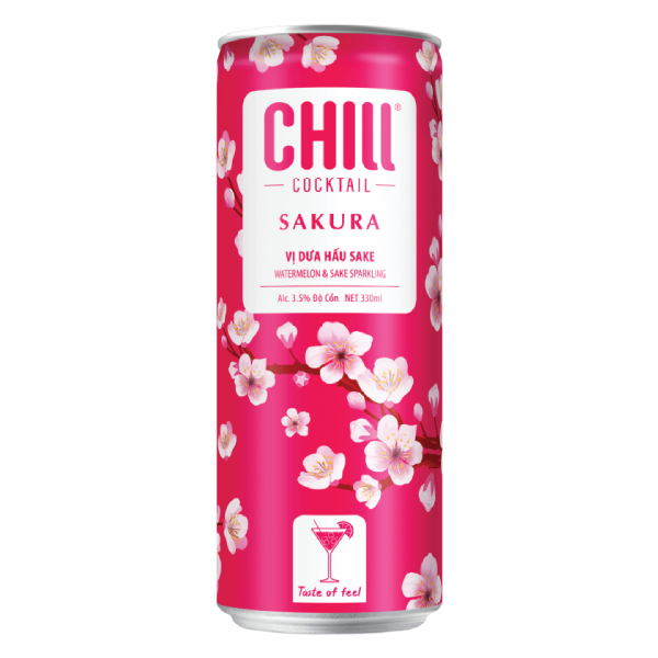 Nước Trái Cây Lên Men Chill Cocktail Sakura Vị Dưa Hấu Sake Lon 250Ml