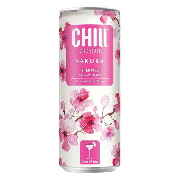 Nước Trái Cây Lên Men Chill Cocktail Sakura Vị Vải Sake Lon 250Ml